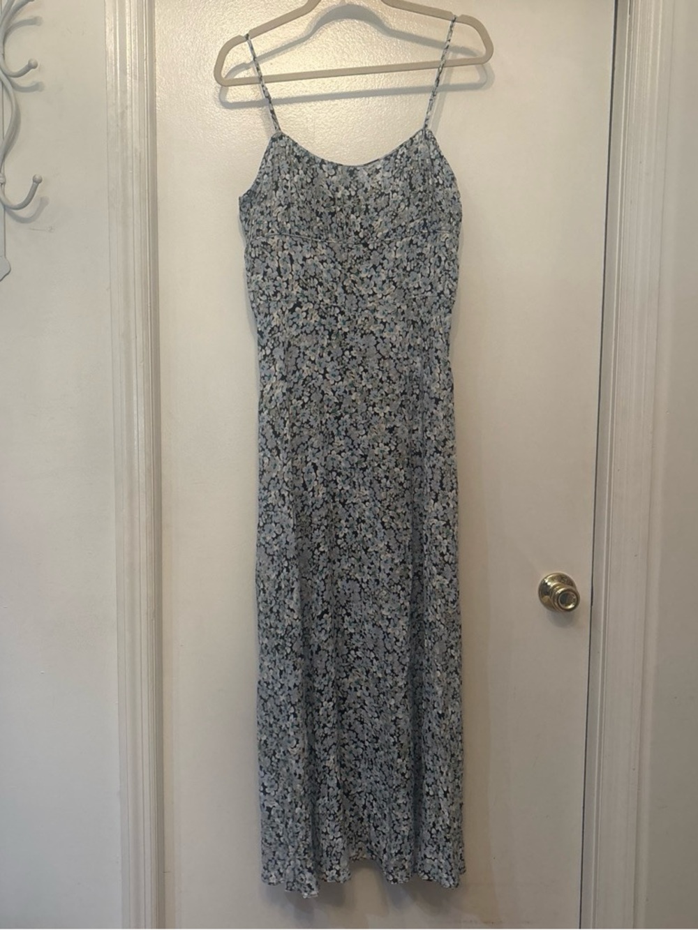 MADEWELL BLUE FLORAL SLIP DRESS WITH SMOCKING SIZE 12 NEW